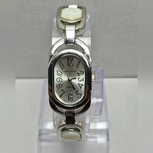 Womens Hugo Pearl Like Stones White Silver Tone Watch Bracelet New Battery